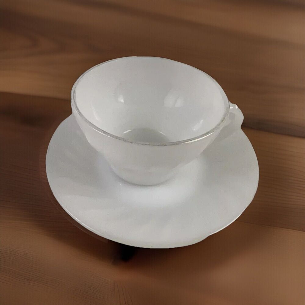 Anchor Hocking Vaburbia Cup with Fire King Saucer Made in USA